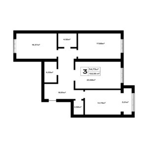 3 комн. — 102.55 м²