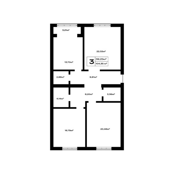 3 комн. — 104.35 м²