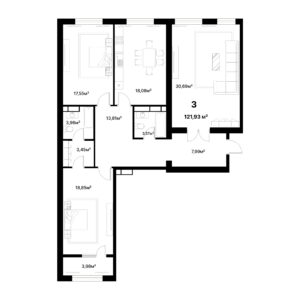 3 комн. — 121.93 м²