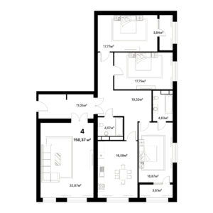 4 комн. — 150.37 м²