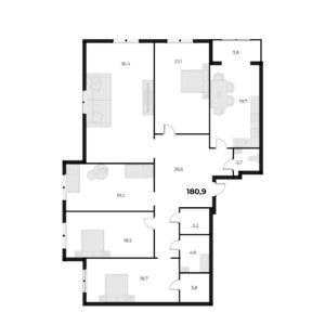 5 комн. — 180.9 м²