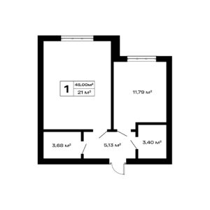 Планировка 44,67 м²