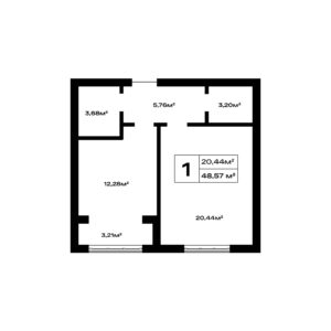 1 комн. — 48.57 м²