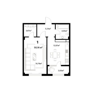 1 комн. — 50.16 м²