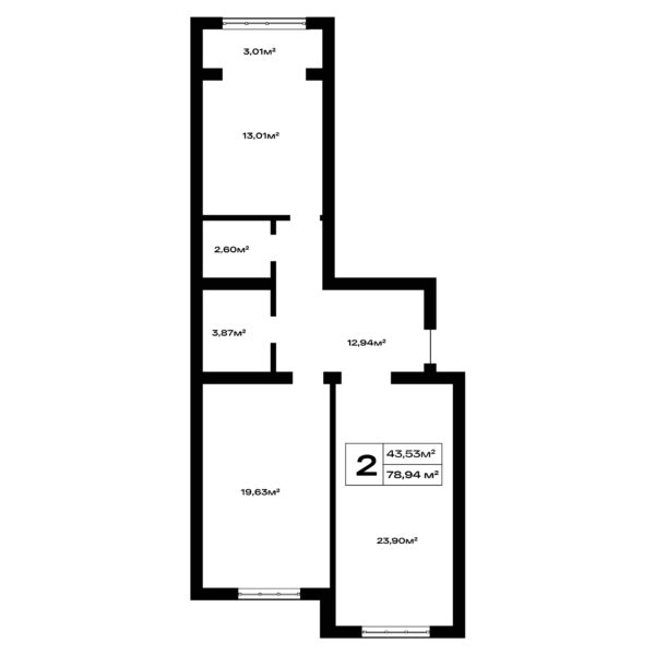 2 комн. — 78.94 м²