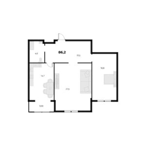 2 комн. — 86.2 м²